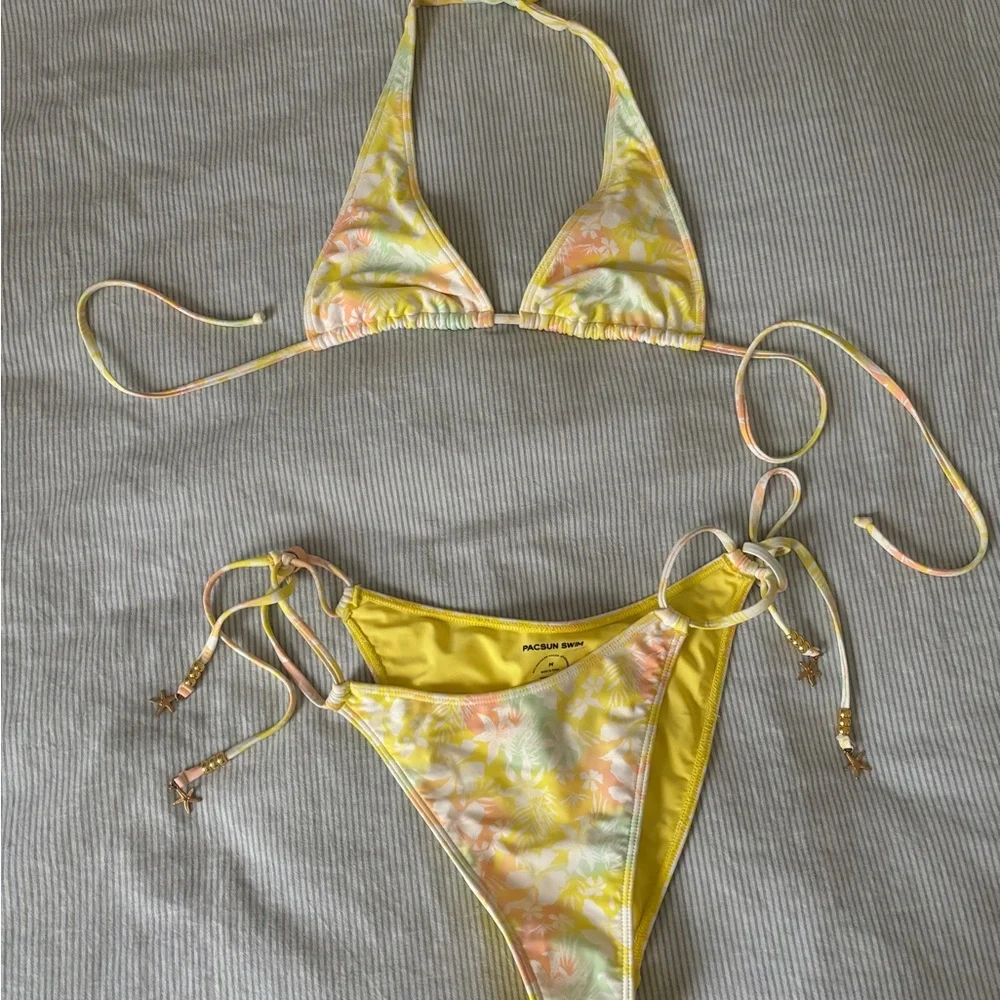 Yellow Tropical String Bikini - Picture 1 of 1